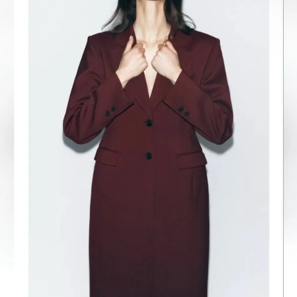Zara Burgundy Hourglass coat - Picture 5 of 7